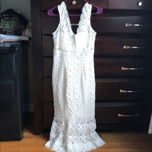 White lace midi dress